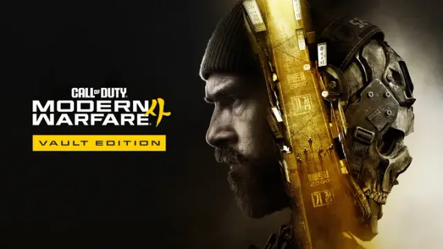 Modern Warfare 4 Vault Edition key art, a soldier lit in gold against black